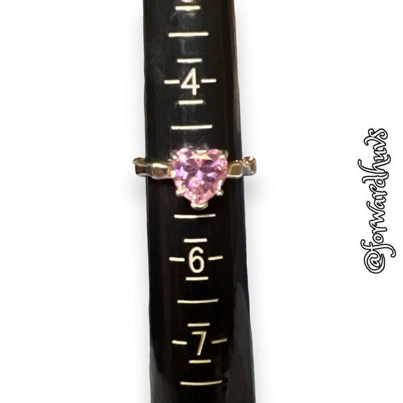 Bundle Sale 3 for $15 | Pink Glass Heart | Silver Tone Ring | Size 5 - Picture 4 of 8